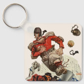 ヴィンテージスポーツサッカークォーターバックランニングプレイヤー キーホルダー (正面)