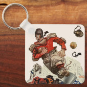 ヴィンテージスポーツサッカークォーターバックランニングプレイヤー キーホルダー (正面)