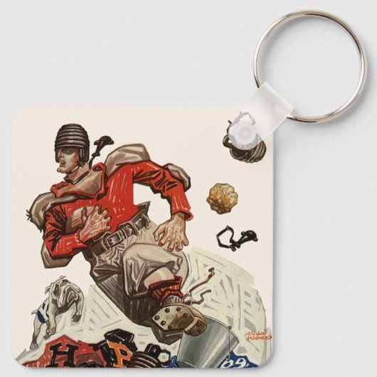 ヴィンテージスポーツサッカークォーターバックランニングプレイヤー キーホルダー (裏面)