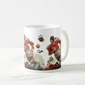 ヴィンテージスポーツサッカークォーターバックランニングプレイヤー コーヒーマグカップ (正面右)