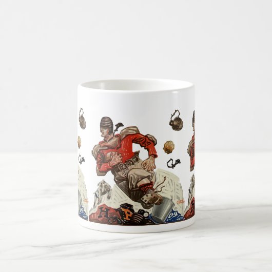 ヴィンテージスポーツサッカークォーターバックランニングプレイヤー コーヒーマグカップ (中央)