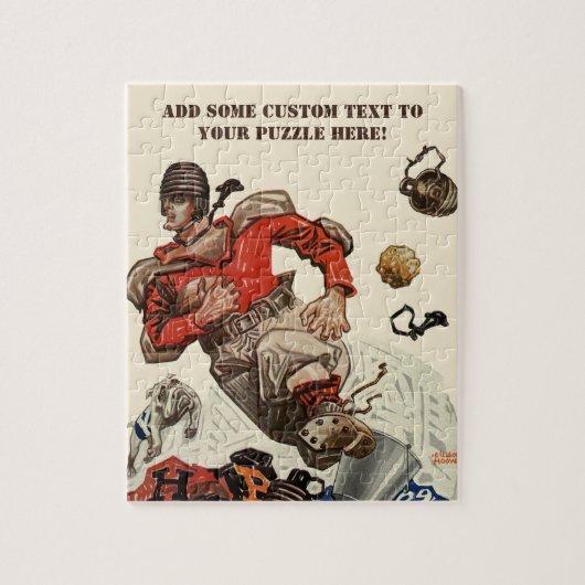 ヴィンテージスポーツサッカークォーターバックランニングプレイヤー ジグソーパズル (縦)