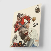 ヴィンテージスポーツサッカークォーターバックランニングプレイヤー スクエア壁時計 (傾斜)