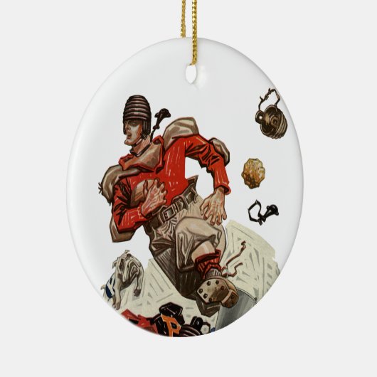 ヴィンテージスポーツサッカークォーターバックランニングプレイヤー セラミックオーナメント (右)