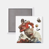 ヴィンテージスポーツサッカークォーターバックランニングプレイヤー マグネット (正面/裏面)