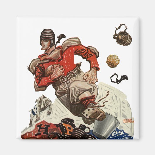 ヴィンテージスポーツサッカークォーターバックランニングプレイヤー マグネット (正面)