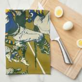 ヴィンテージスポーツサッカーゲーム，金ゴールド対ブルーチーム キッチンタオル (四つ折り)