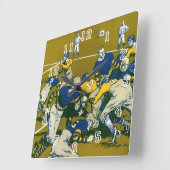 ヴィンテージスポーツサッカーゲーム，金ゴールド対ブルーチーム スクエア壁時計 (傾斜)