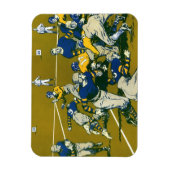 ヴィンテージスポーツサッカーゲーム，金ゴールド対ブルーチーム マグネット (縦)