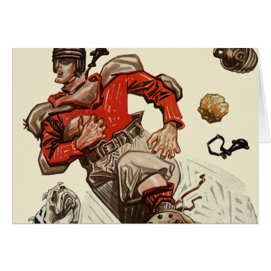 ヴィンテージスポーツサッカー選手とブルドッグマスコット (正面横)