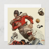 ヴィンテージスポーツサッカー選手とブルドッグマスコット (正面/裏面)