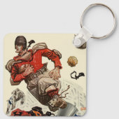 ヴィンテージスポーツサッカー選手とブルドッグマスコット キーホルダー (裏面)