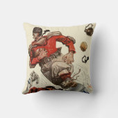 ヴィンテージスポーツサッカー選手とブルドッグマスコット クッション (裏面)