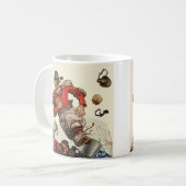 ヴィンテージスポーツサッカー選手とブルドッグマスコット コーヒーマグカップ (正面左)