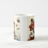 ヴィンテージスポーツサッカー選手とブルドッグマスコット コーヒーマグカップ (中央)