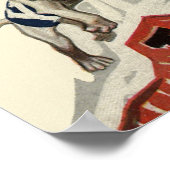 ヴィンテージスポーツサッカー選手とブルドッグマスコット ポスター (角)