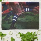 ヴィンテージスポーツサッカー選手クォーターバックinゲーム キッチンタオル (折り畳み)