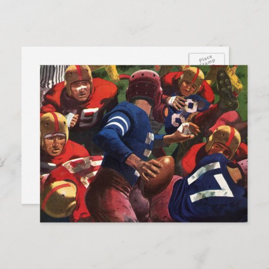 ヴィンテージスポーツサッカー選手クォーターバックinゲーム ポストカード (正面/裏面)
