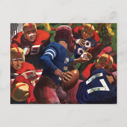 ヴィンテージスポーツサッカー選手クォーターバックinゲーム ポストカード (正面)