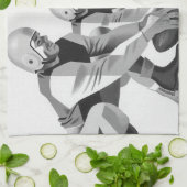 ヴィンテージスポーツサッカー選手、クォーターバック キッチンタオル (折り畳み)