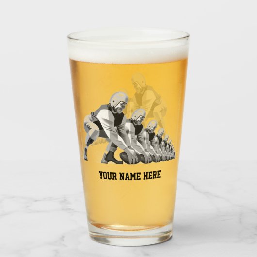 ヴィンテージスポーツサッカー選手、クォーターバック タンブラーグラス (ドリンク正面)