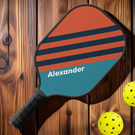 ヴィンテージスポーツティール（緑がかった色）スストライププラッシュ名 ピックルボールラケット