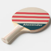ヴィンテージスポーツティール（緑がかった色）ストライプヴィベの名前 卓球ラケット (正面アングル)