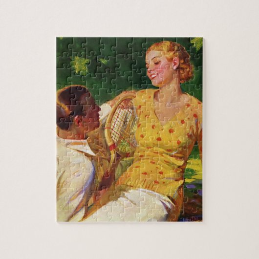ヴィンテージスポーツテニス、愛とロマンス ジグソーパズル (縦)