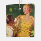 ヴィンテージスポーツテニス、愛とロマンス セラミックオーナメント (左)