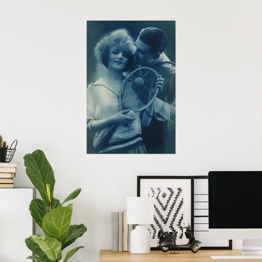 ヴィンテージスポーツテニス、愛とロマンス ポスター (ホームオフィス)