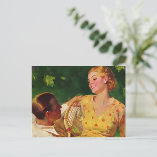 ヴィンテージスポーツテニス、愛とロマンス ポストカード (スタンド正面)