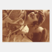 ヴィンテージスポーツテニス、愛とロマンス ラッピングペーパーシート (正面3)