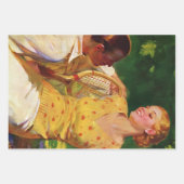 ヴィンテージスポーツテニス、愛とロマンス ラッピングペーパーシート (正面)