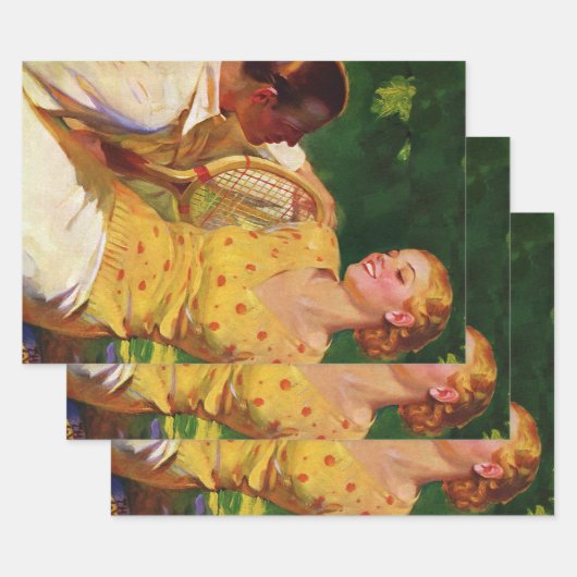 ヴィンテージスポーツテニス、愛とロマンス ラッピングペーパーシート (セット)