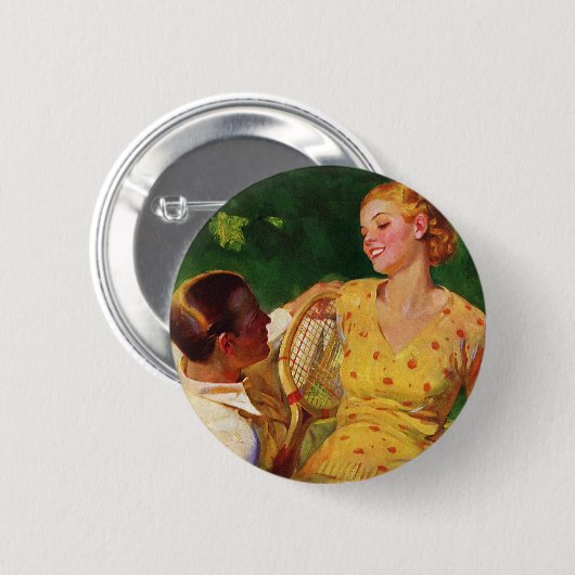 ヴィンテージスポーツテニス、愛とロマンス 缶バッジ (正面&裏面)