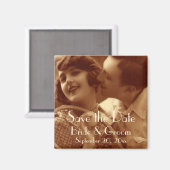 ヴィンテージスポーツテニス、結婚式の日付を保存 マグネット (正面/裏面)