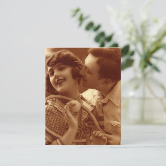 ヴィンテージスポーツテニス、結婚式の日付を保存 招待状 (スタンド正面)