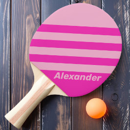 ヴィンテージスポーツピンクスカイ名前ストライプ付きデュアル 卓球ラケット