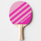 ヴィンテージスポーツピンクスカイ名前ストライプ付きデュアル 卓球ラケット (正面)