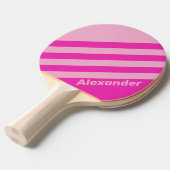 ヴィンテージスポーツピンクスカイ名前ストライプ付きデュアル 卓球ラケット (正面アングル)