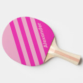 ヴィンテージスポーツピンクスカイ名前ストライプ付きデュアル 卓球ラケット (横)