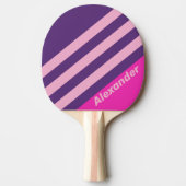 ヴィンテージスポーツピンクストライプスカイ名 卓球ラケット (正面)