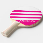 ヴィンテージスポーツピンクストライプ棒つきキャンデー名 卓球ラケット (正面アングル)