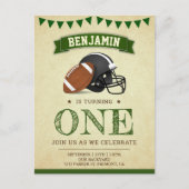 ヴィンテージスポーツフットボール1位の誕生日パーティー インビテーションポストカード (正面)