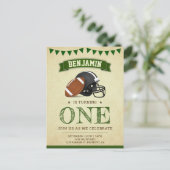 ヴィンテージスポーツフットボール1位の誕生日パーティー インビテーションポストカード (スタンド正面)