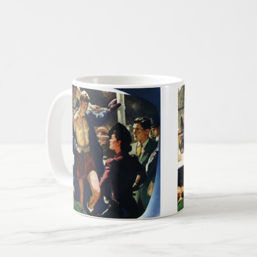 ヴィンテージスポーツボクシングボクサー離れ・ザ・リングや輪 コーヒーマグカップ (正面左)