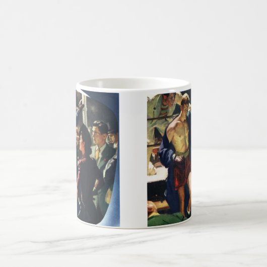 ヴィンテージスポーツボクシングボクサー離れ・ザ・リングや輪 コーヒーマグカップ (中央)