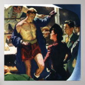 ヴィンテージスポーツボクシングボクサー離れ・ザ・リングや輪 ポスター (正面)