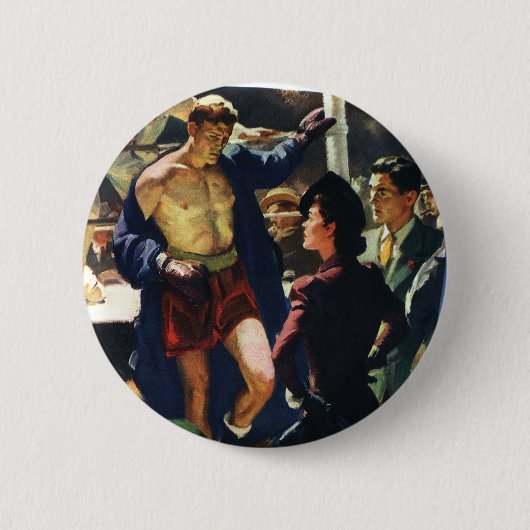 ヴィンテージスポーツボクシングボクサー離れ・ザ・リングや輪 缶バッジ (正面)