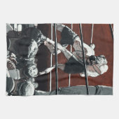 ヴィンテージスポーツボクシング、ボクサーがリングや輪で戦う キッチンタオル (横)